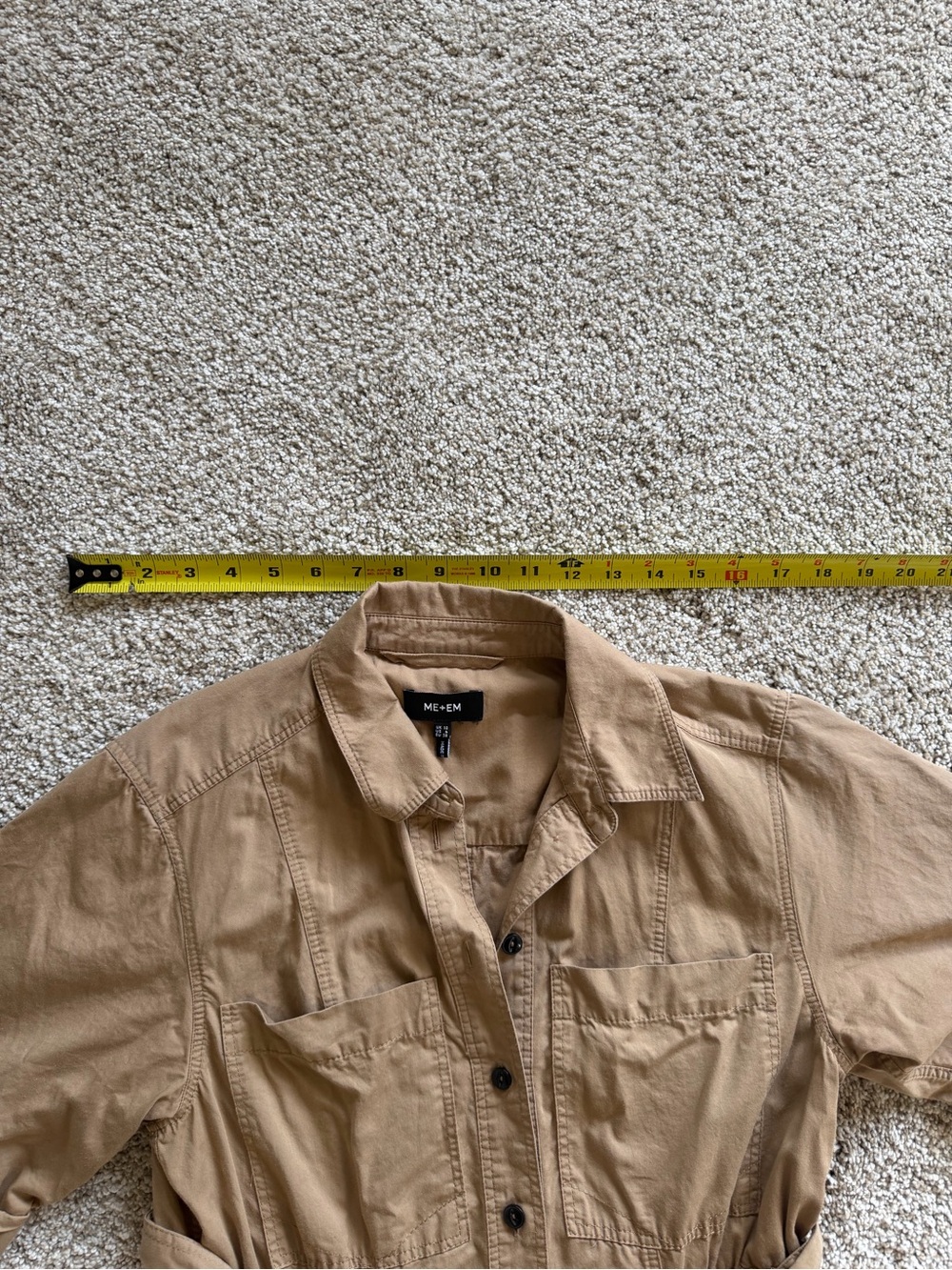 ME+EM Cotton Utility Midi Shirt Dress with Belt Stone Khaki (US 6 / UK 10) - Picture 14 of 15